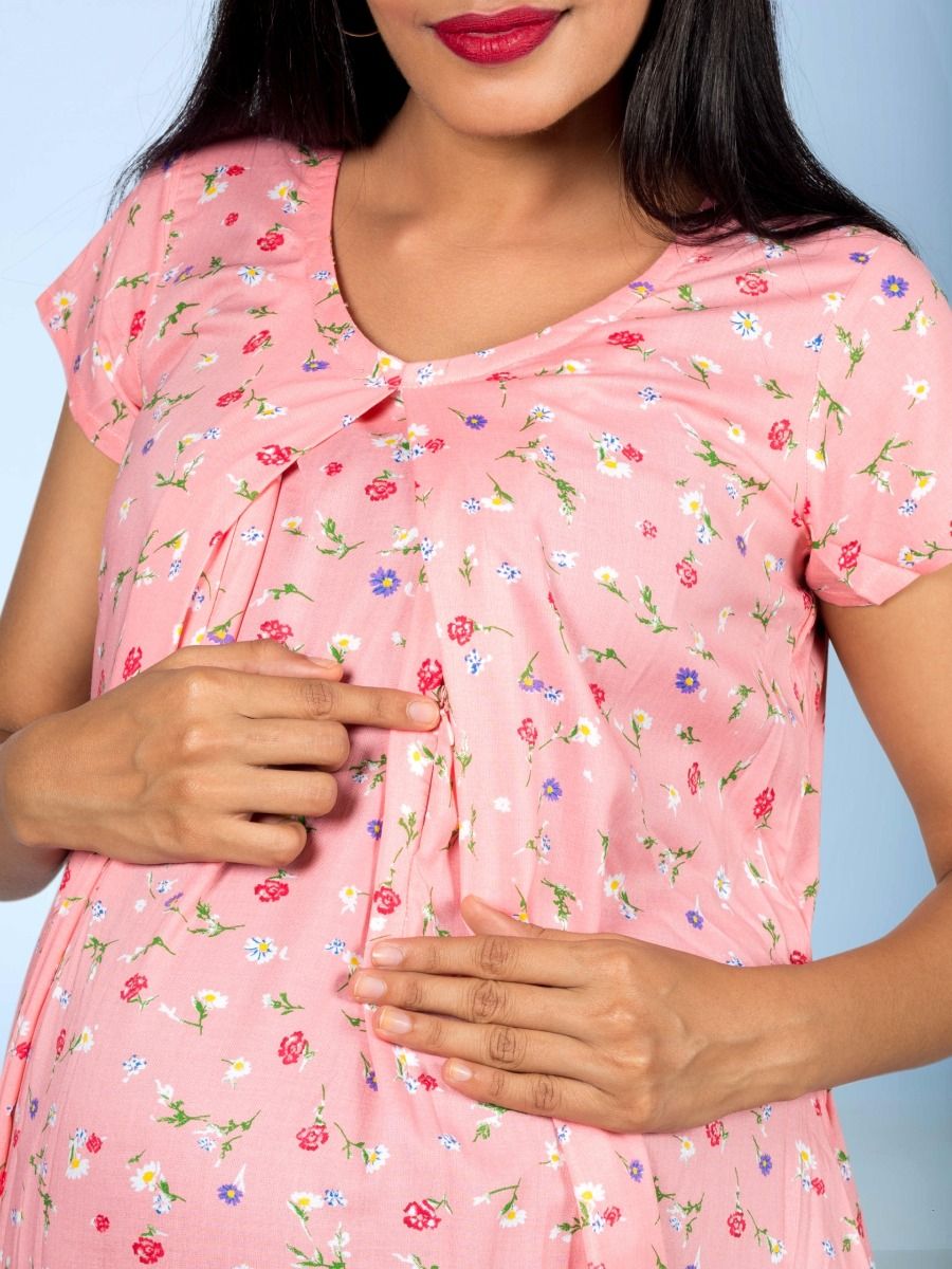 Nursing Nightie Short( Tilla peach)