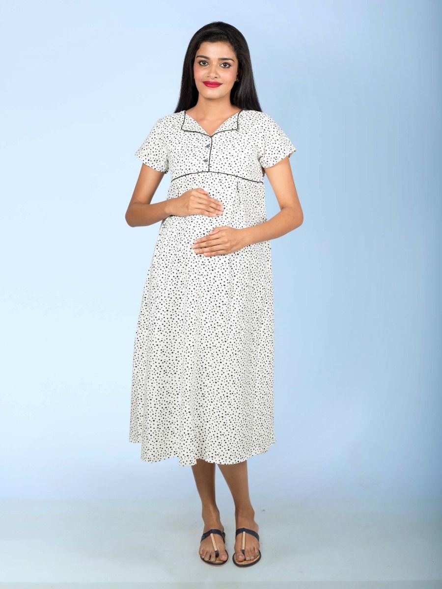 Maternity Nightie with lapel collar (Avani)