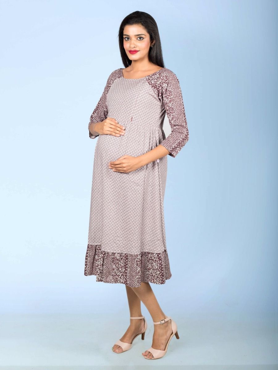 Raglan Sleeve Maternity Midi Dress(Ekta)