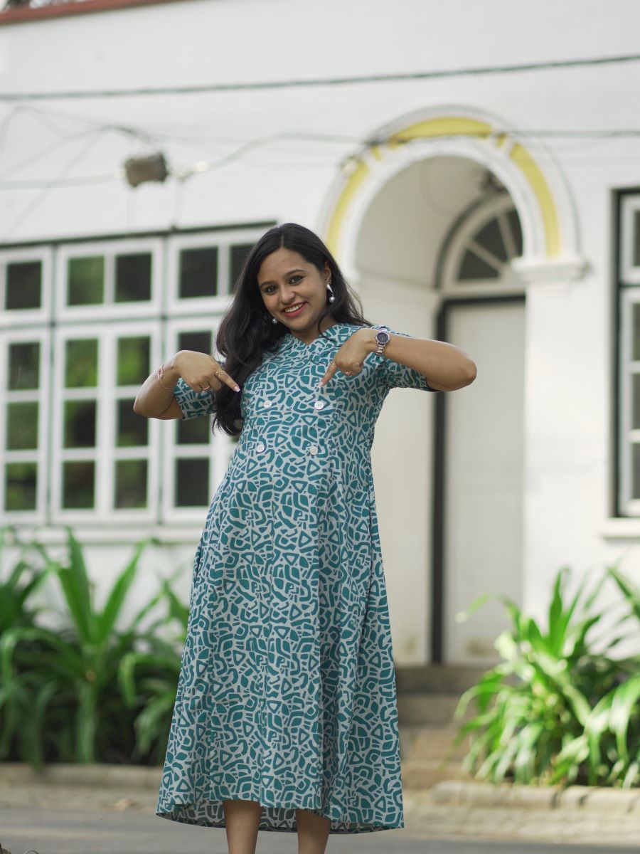 Maternity Kurta - Office Wear Elara Green