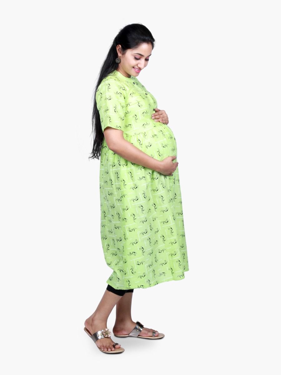 Maternity Midi Dress with FREE MASK (NAIROBI LIGHT GREEN)