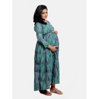 Maternity & Nursing Short dress-Isla Green