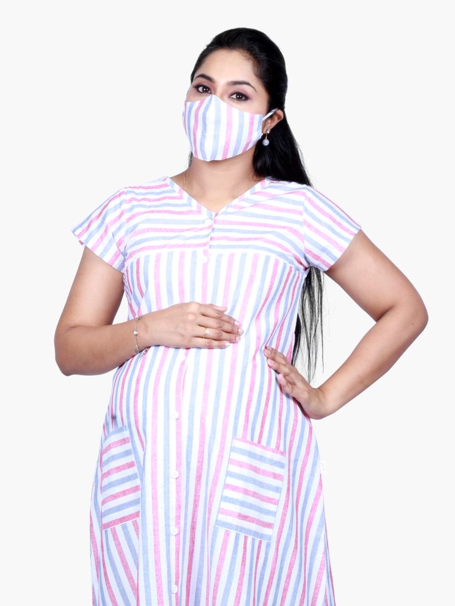 Nursing Nightie with FREE MASK (ELIRA RED)