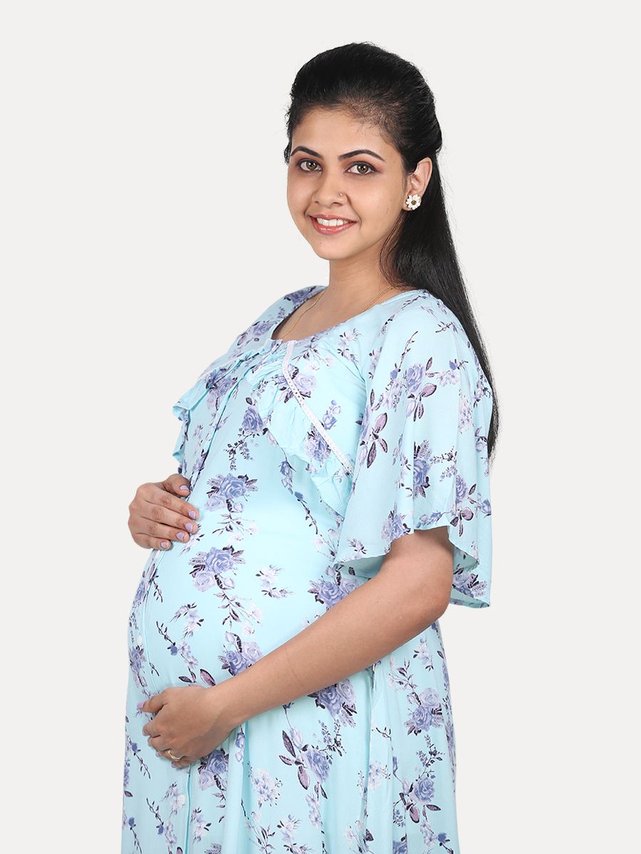Maternity Nightie with FREE MASK(Tihu Blue)
