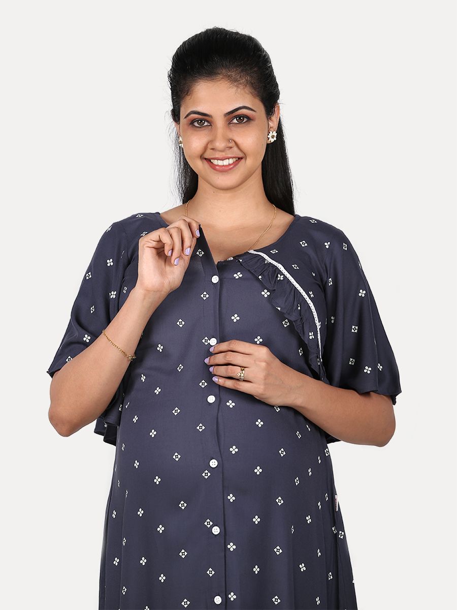 Maternity Nightie with FREE MASK(Tihu Navy Blue)