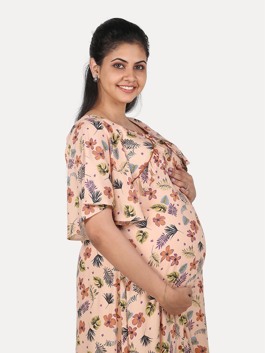 Maternity Nightie with FREE MASK(Tihu Beige)