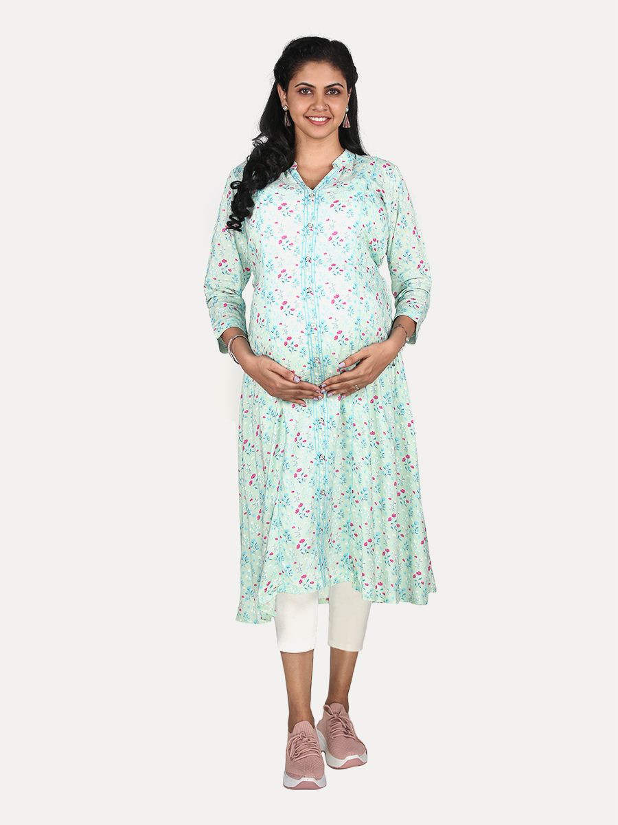Maternity Midi Top with Free Mask (Kani Green)