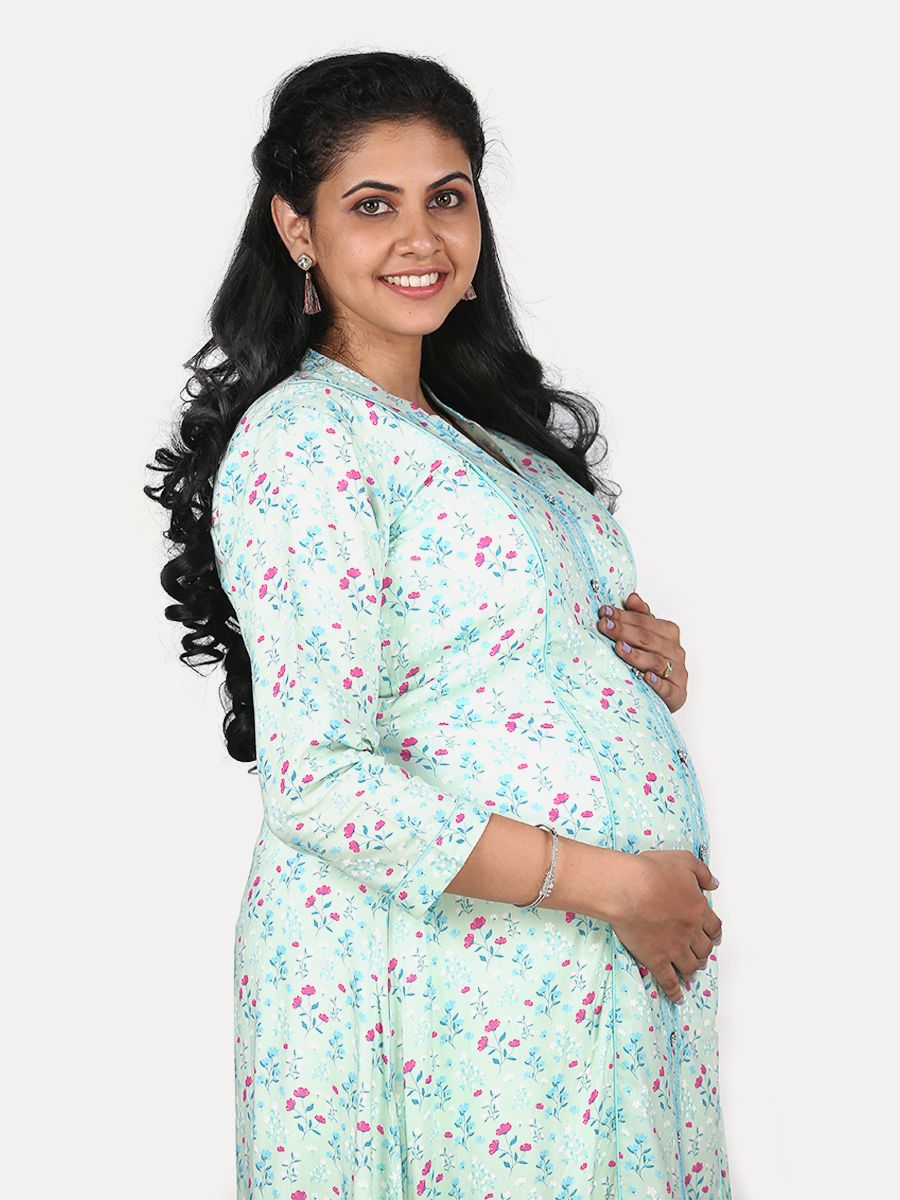 Maternity Midi Top with Free Mask (Kani Green)