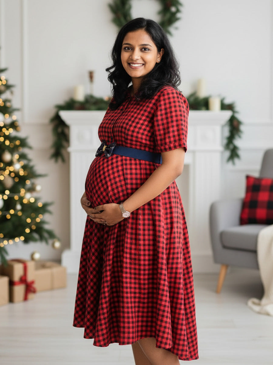 red christmas maternity dress PinkBlush Red Lace Overlay Maternity Maxi Dress