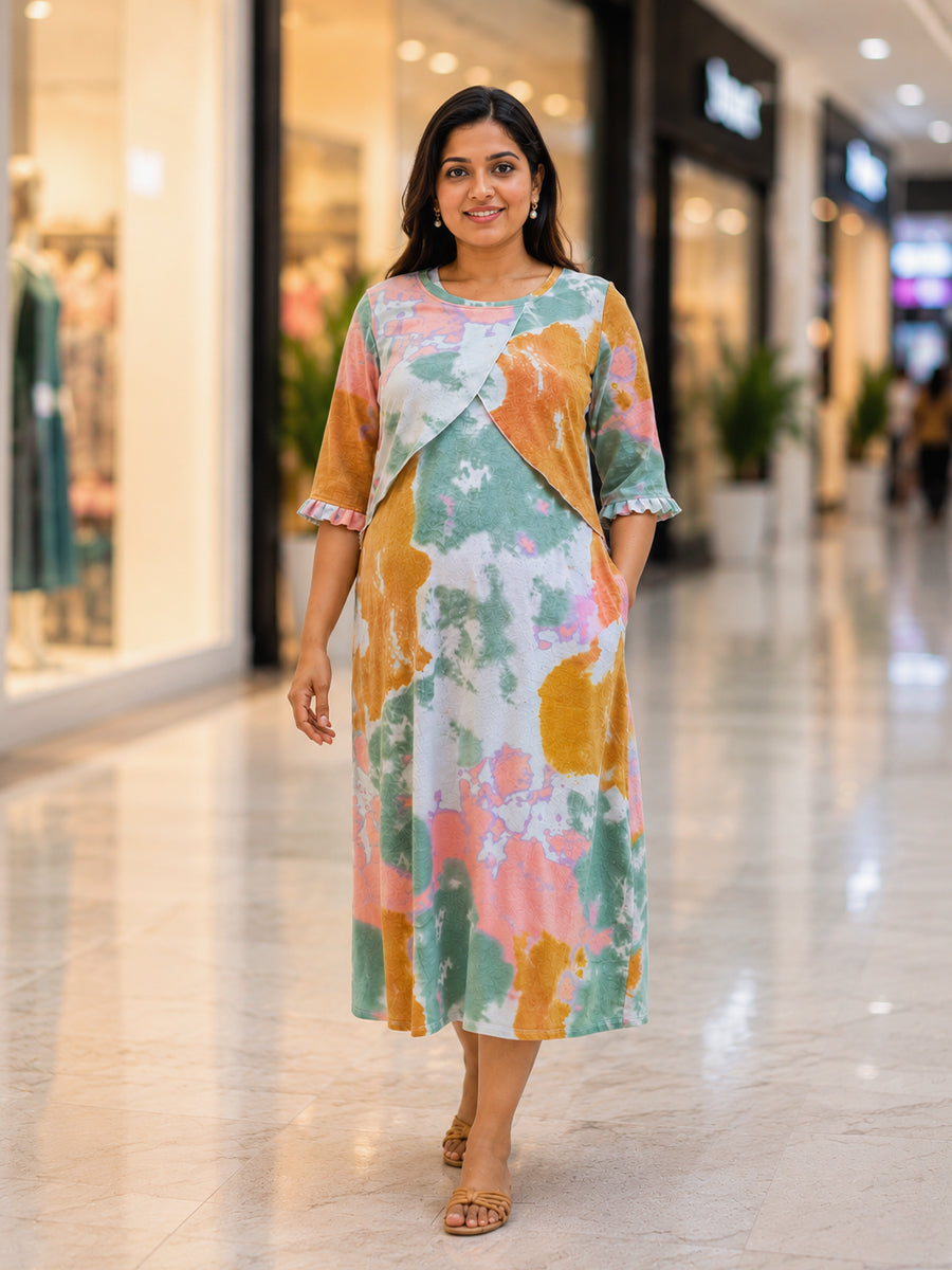 feeding maxi dress for women Ziva Maternity & Feeding Knitted Cotton Maxi Dress with Zipless Feedin –  ZIVAMOMS