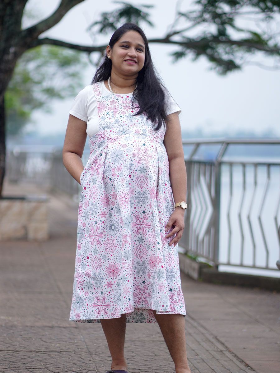 Maternity Midi Dress Dangree Multi Printed