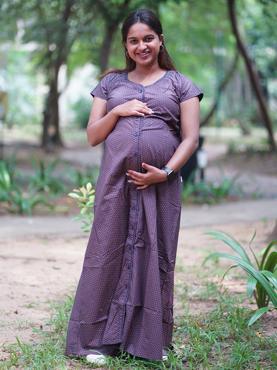 Maternity and Nursing Nightie full open (Akia Blue)