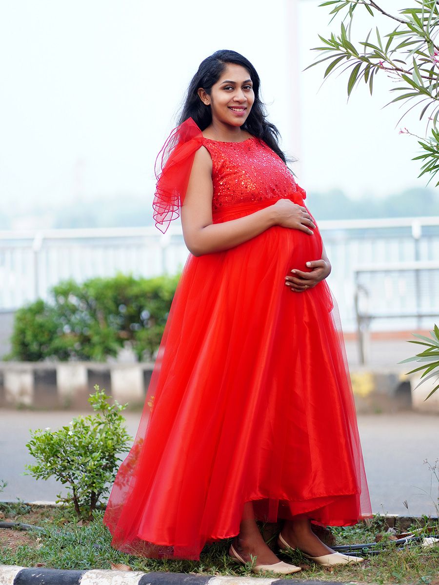Baby Shower Net Red Gown