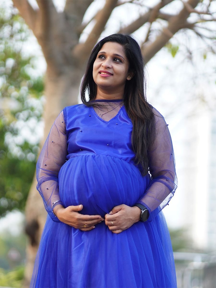 Baby Shower Dress Blue Bead Net