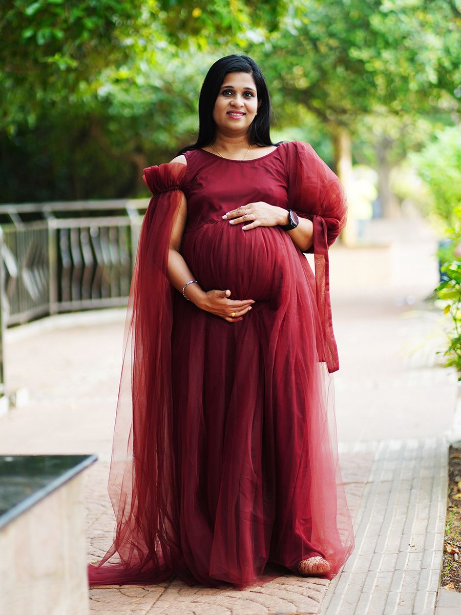 Baby Shower Dress Coffee Brown Net ZIVAMOMS Baby Shower Dress Coffee Brown Net ZIVAMOMS