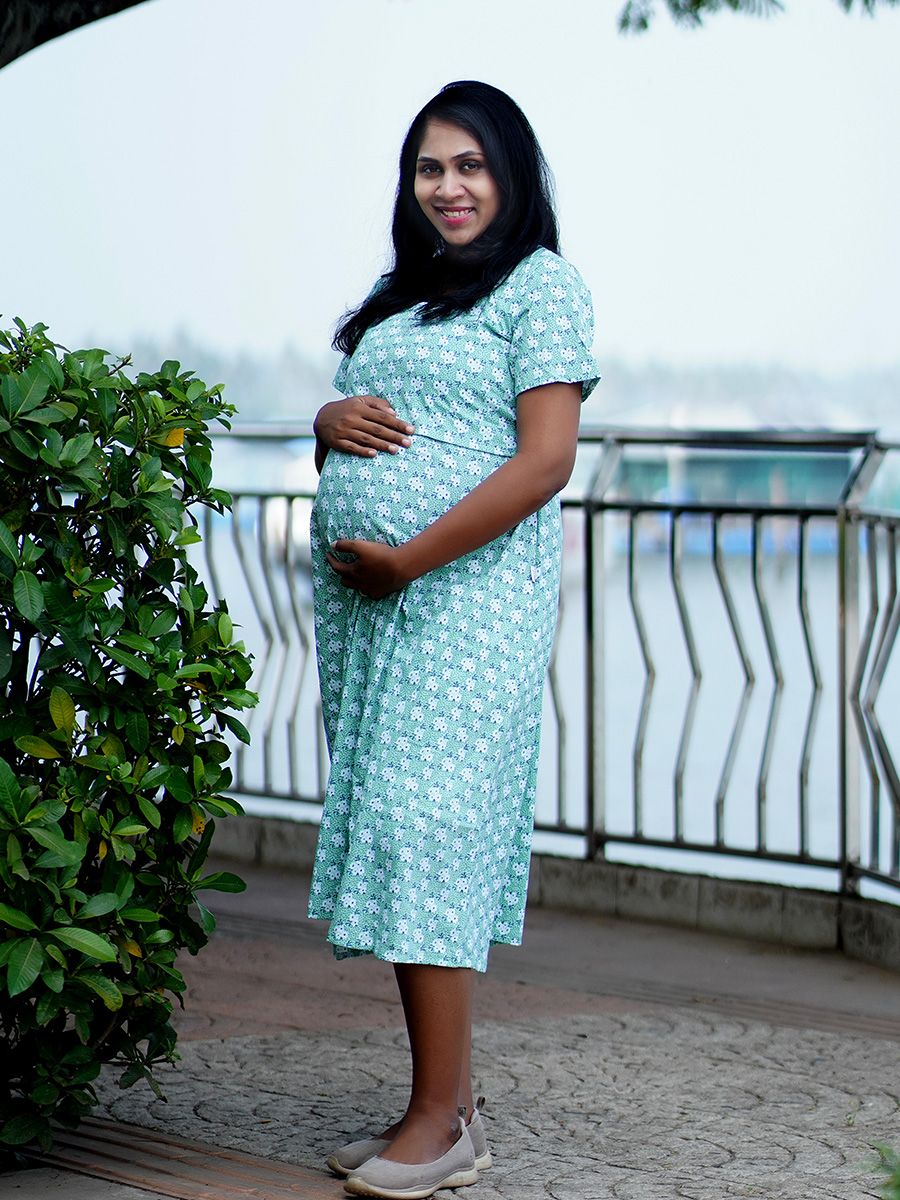 Maternity Short Zipless Dress-  Gilda L  Green