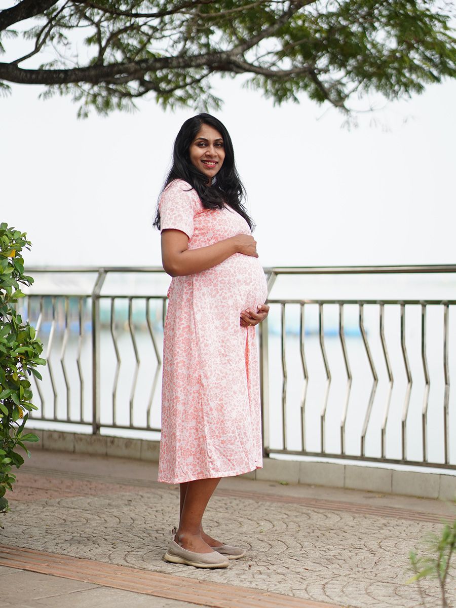 Maternity Short Zipless Dress-  Gilda  Orange