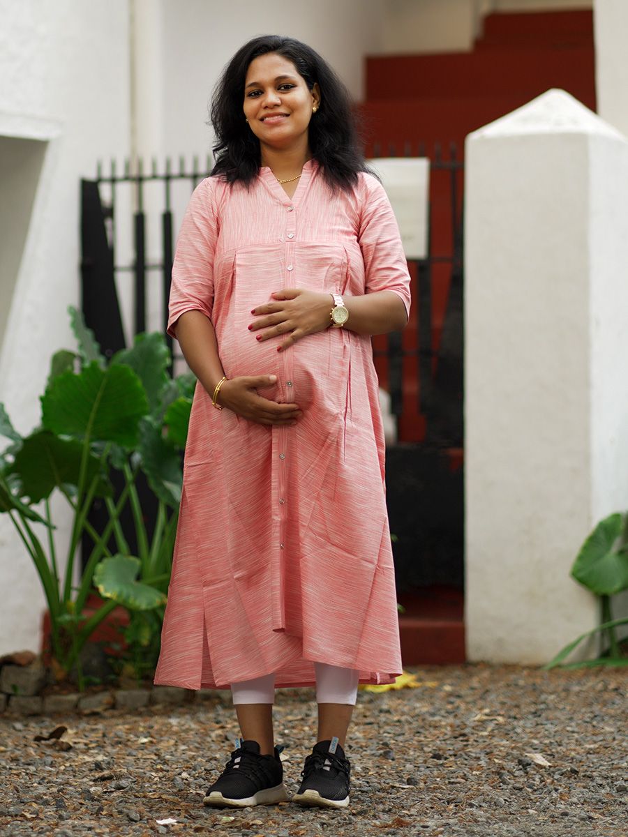 Maternity Slit  Kurta - Elza Light orange
