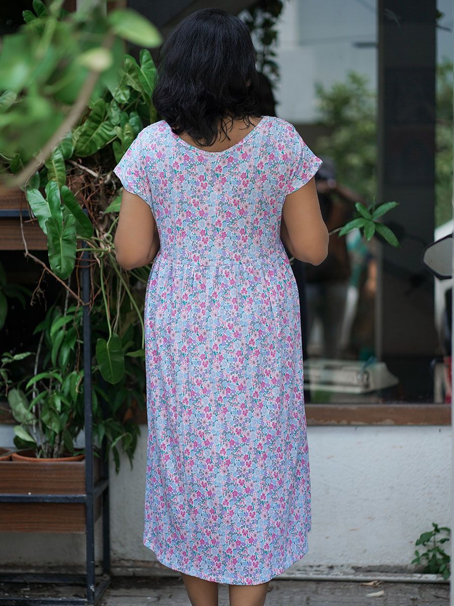 Maternity Knitted Zipless Wrap Gown Lara Flower