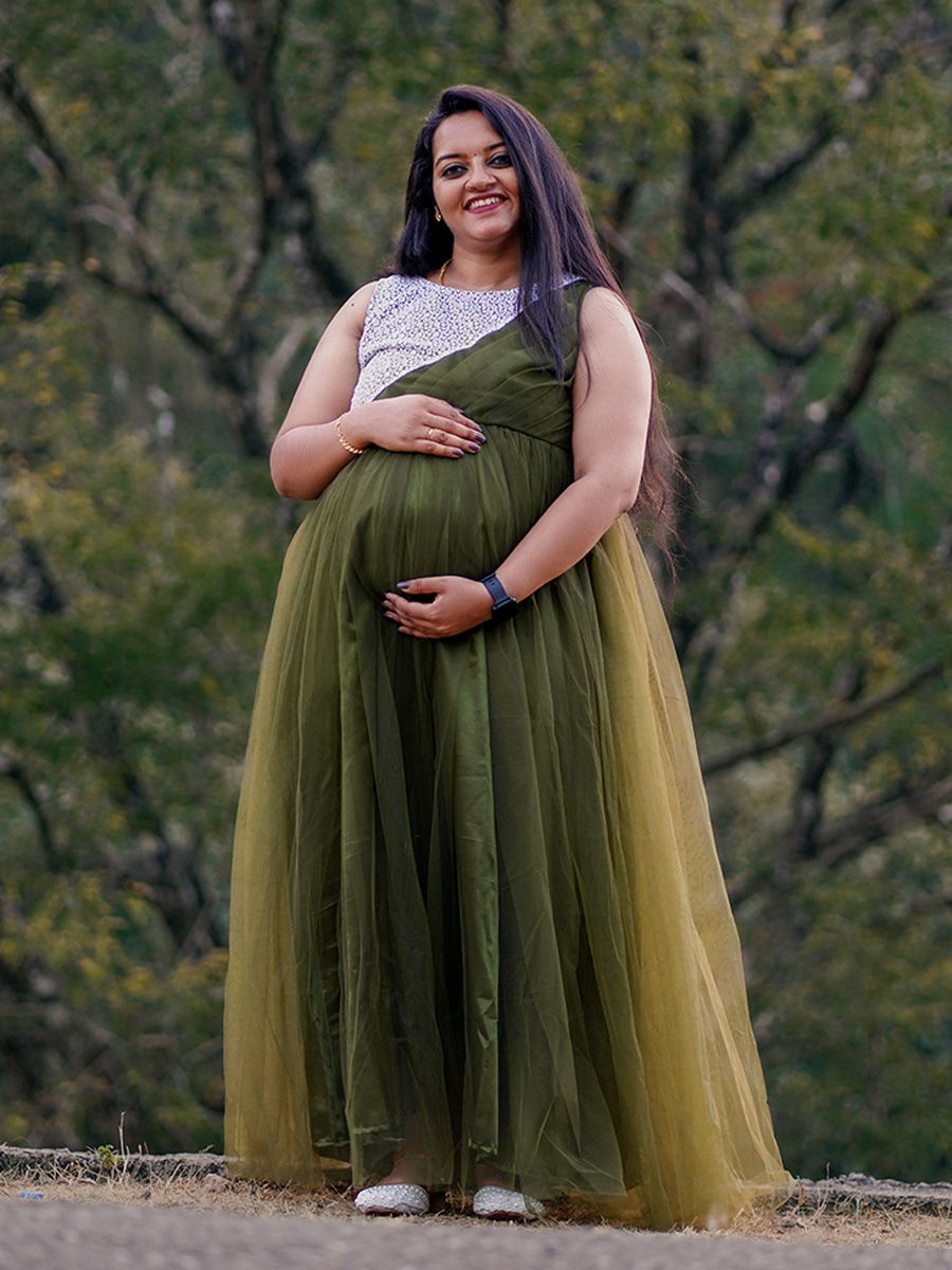 Baby Shower Green Net gown