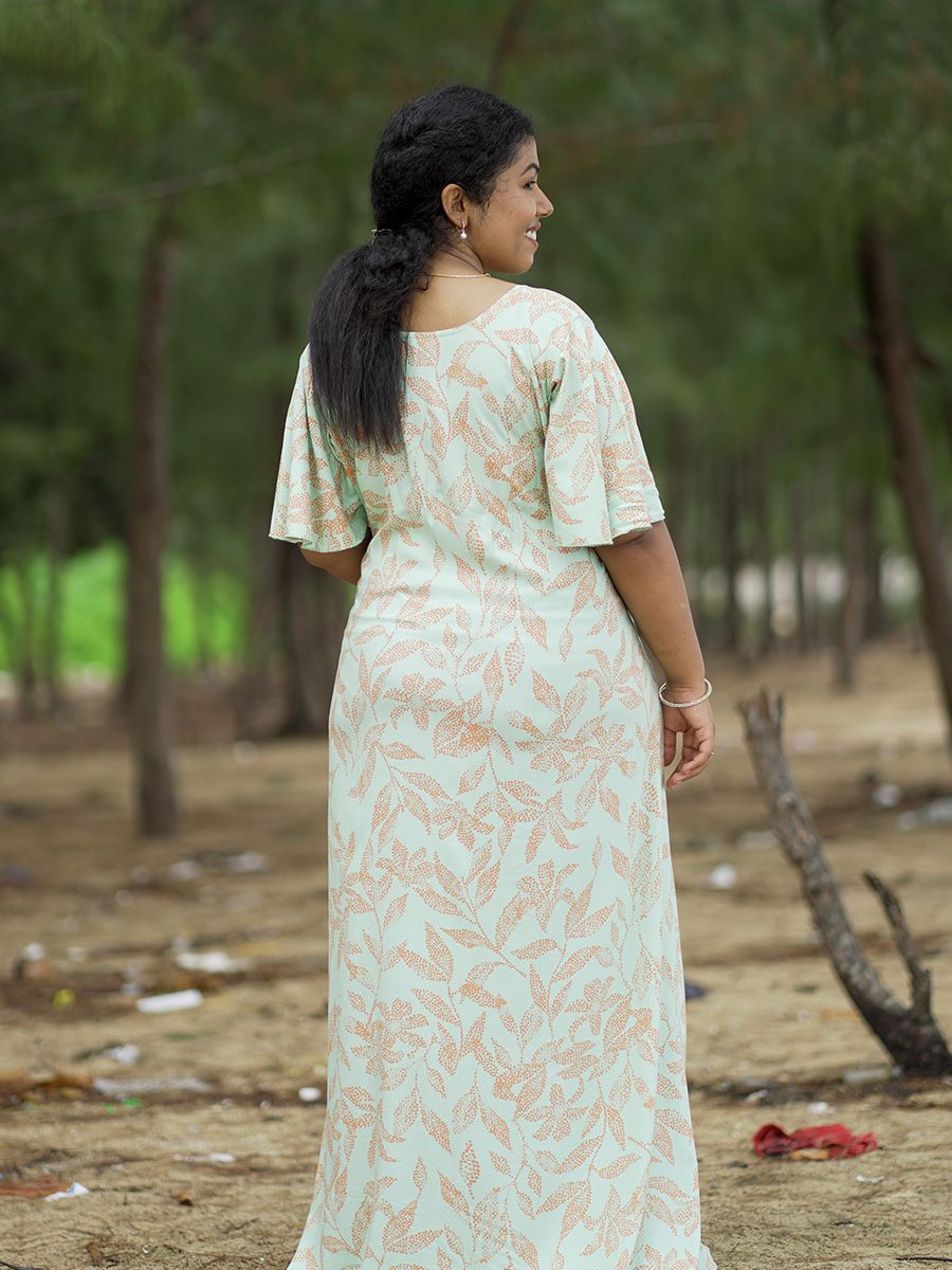 Maternity Full Night Gown- Tihu Green
