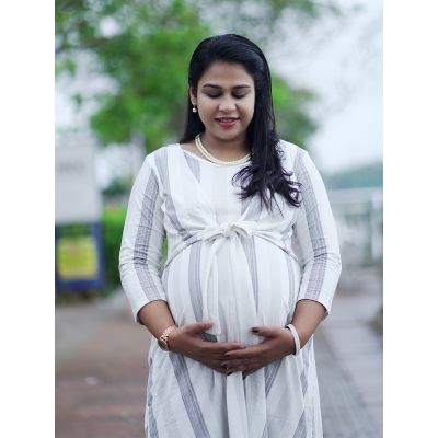 Maternity Short Zipless Dress - Amora Black & White