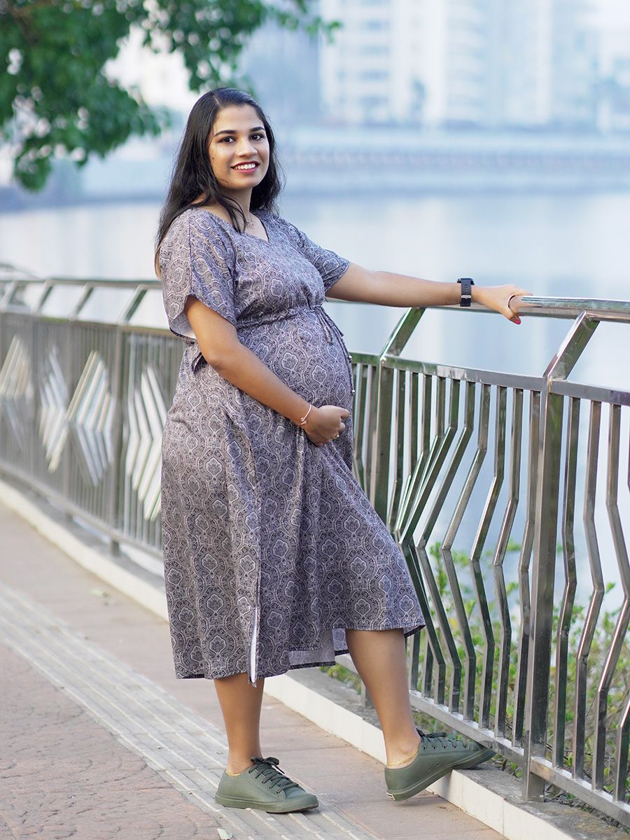 Maternity Short Night Gown Kaftan- Bex Black