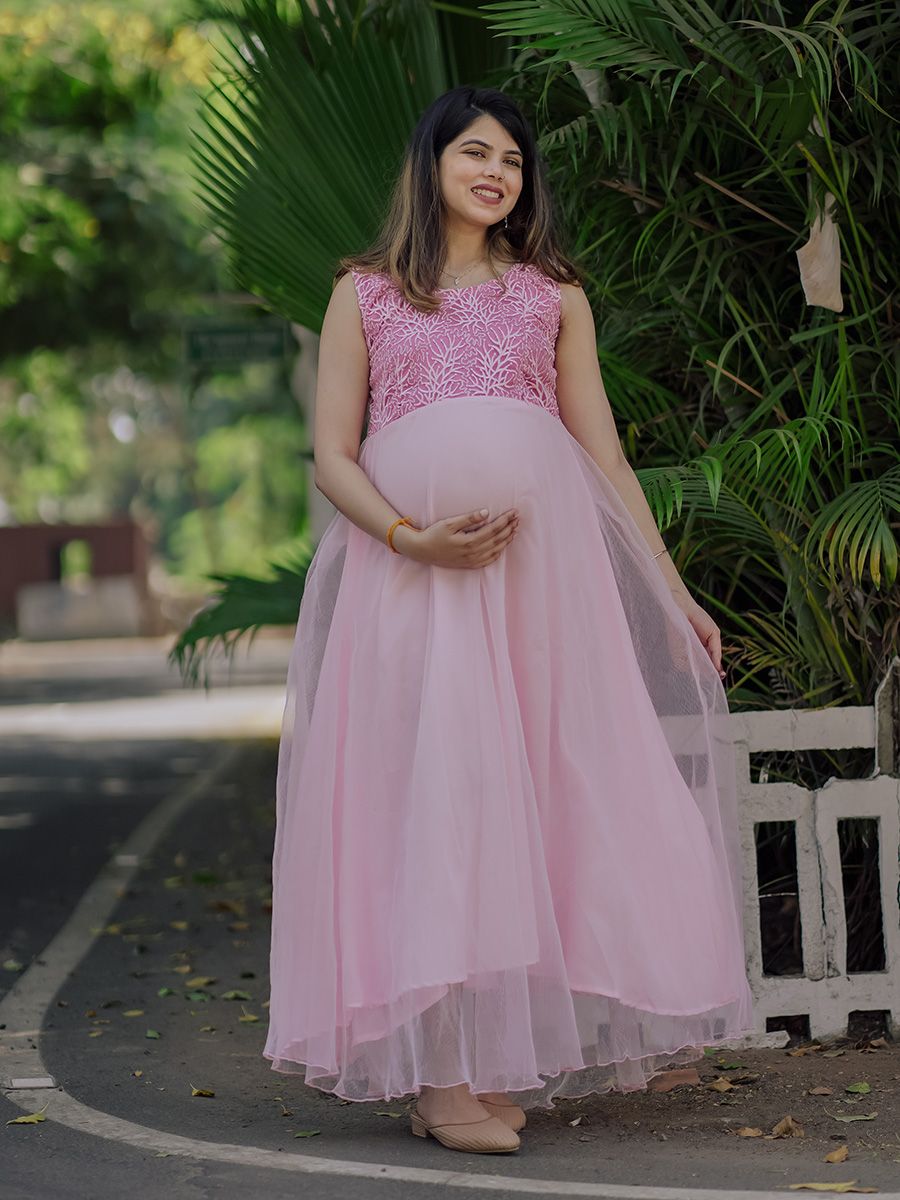 Baby Shower   Crushed net Gown- Pink