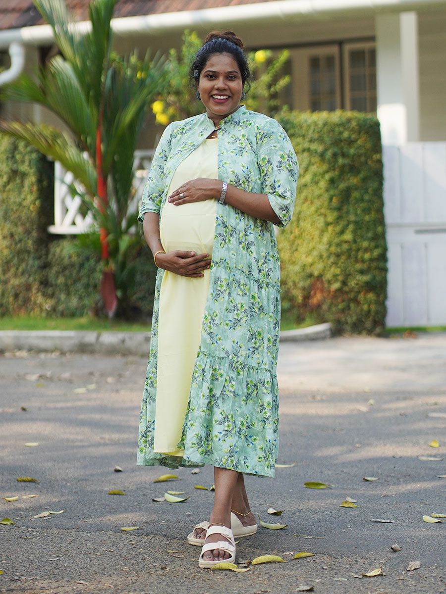Maternity Sleeveless Dress With Jacket - Olivia L Green