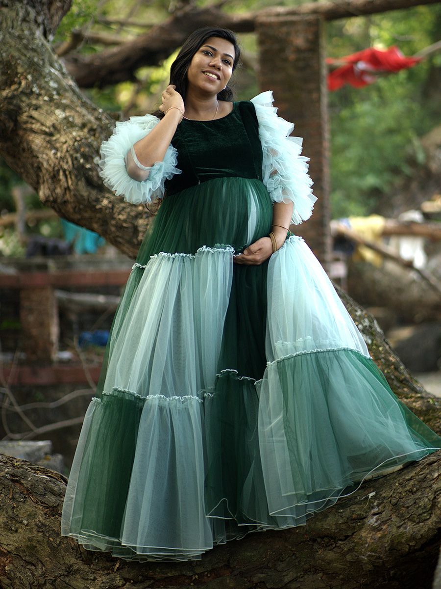 Baby Shower Green Net with Gathers