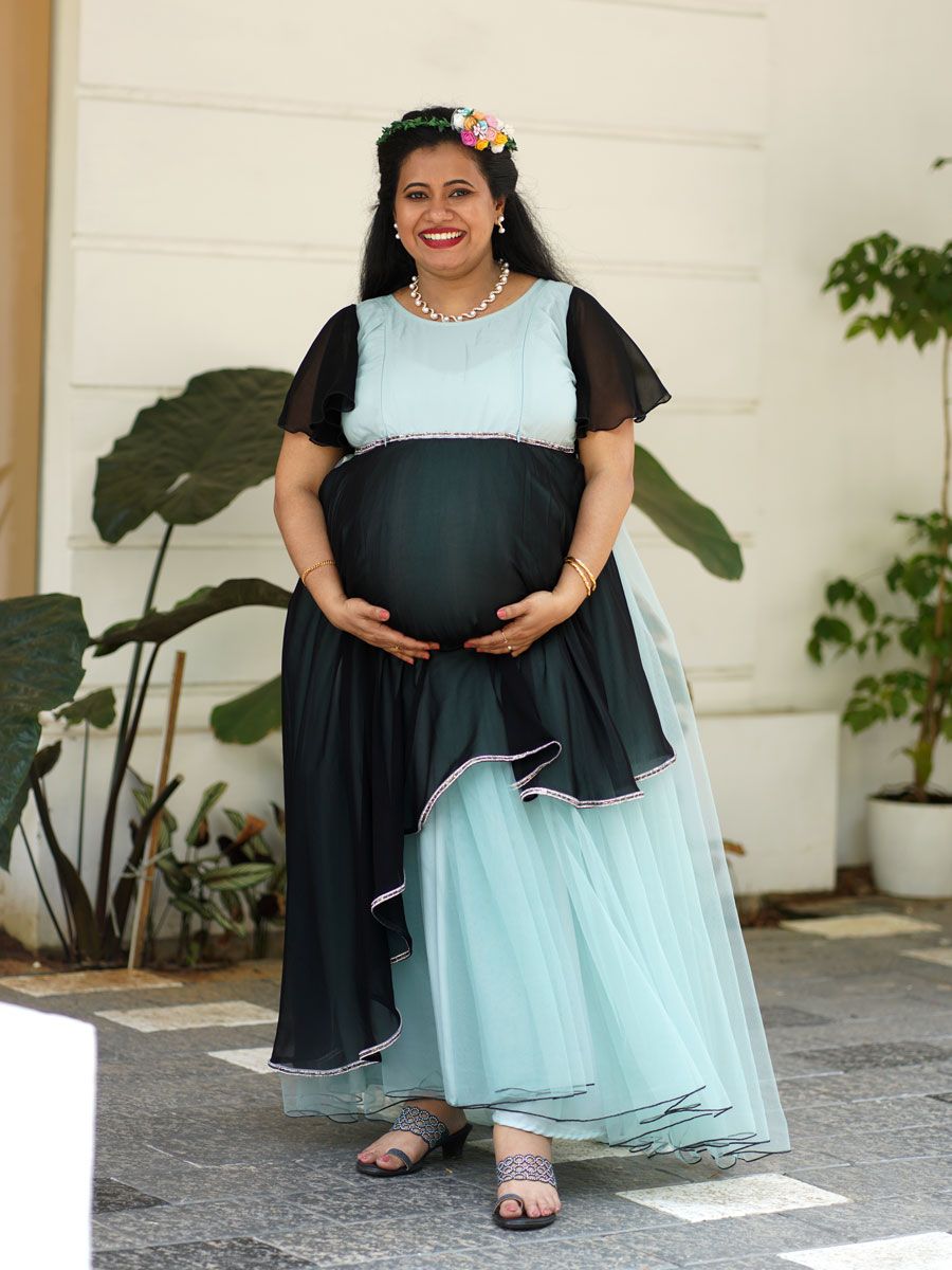 Maternity Baby Shower Aqua Blue Net