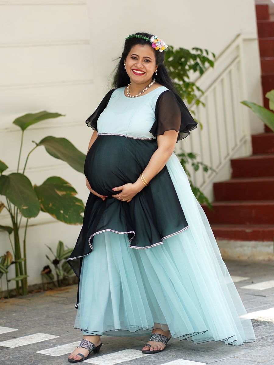 Maternity Baby Shower Aqua Blue Net