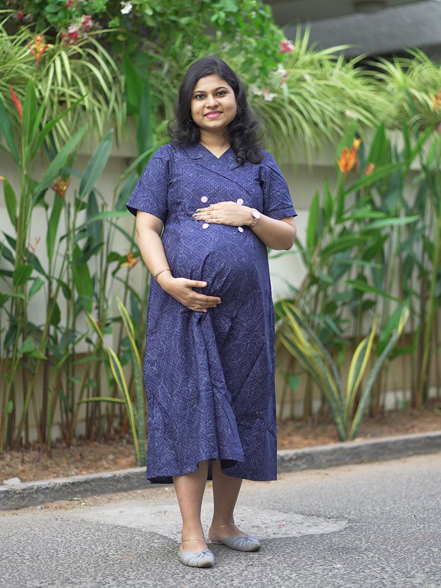 Maternity Kurta - Office Wear Elara navy blue