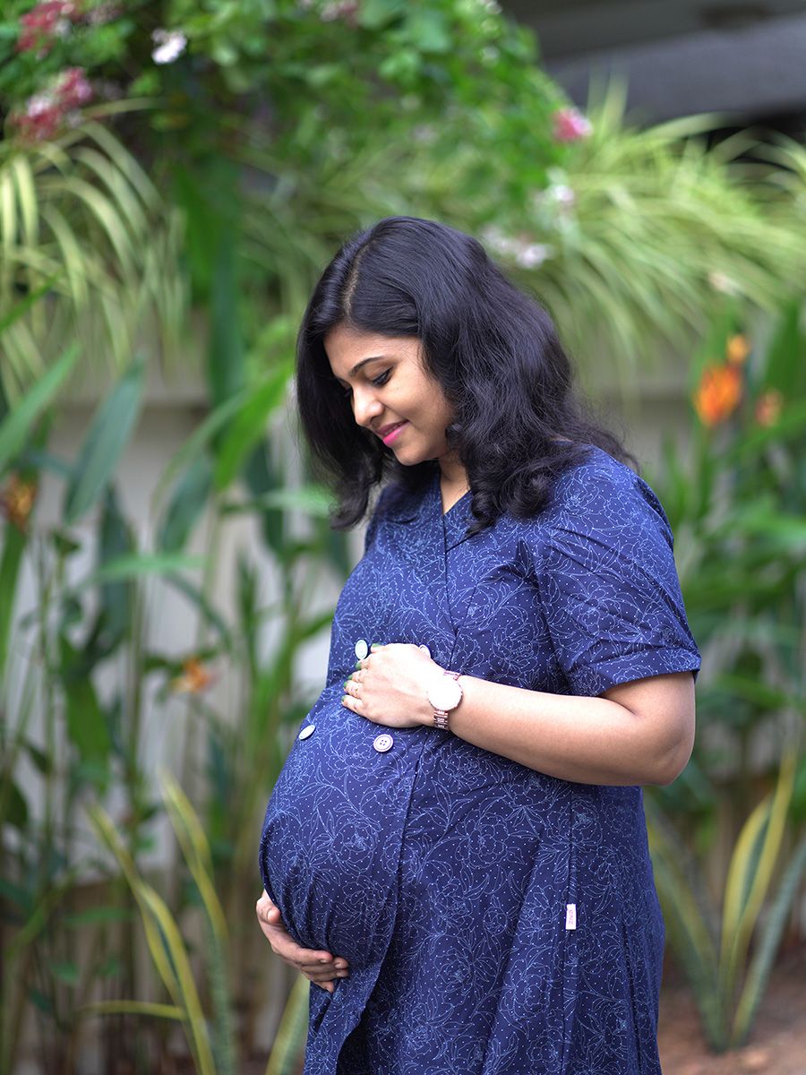 Maternity Kurta - Office Wear Elara navy blue