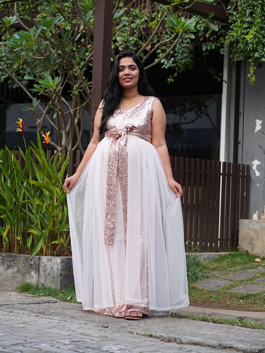 Maternity Baby Shower 2 in 1 Sequined Gown