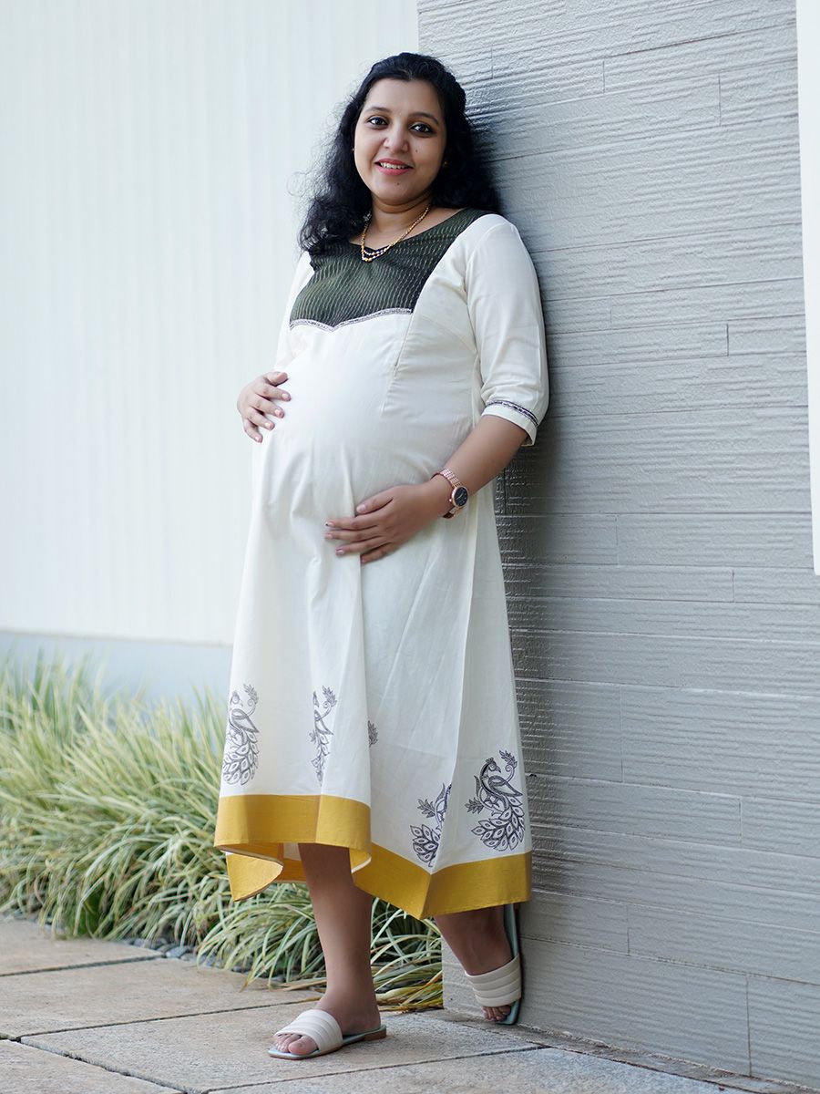 Maternity Short Dress - Onam Hazel Green
