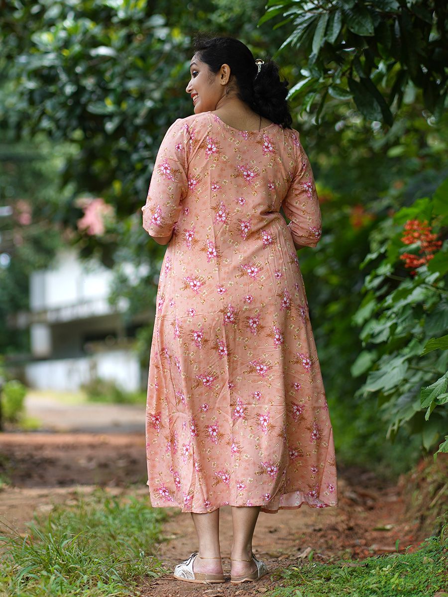 Maternity Floral Printed Jacket with Inner- Rachi Peach