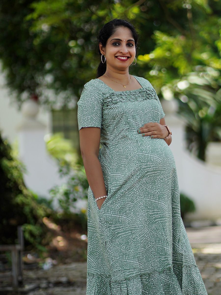 Maternity Short Night Gown Ezra Green ZIVAMOMS