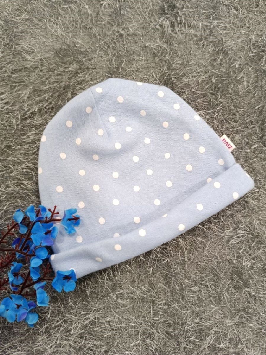 Baby Boy Sleepsuit/Cap- Blue Small Dot