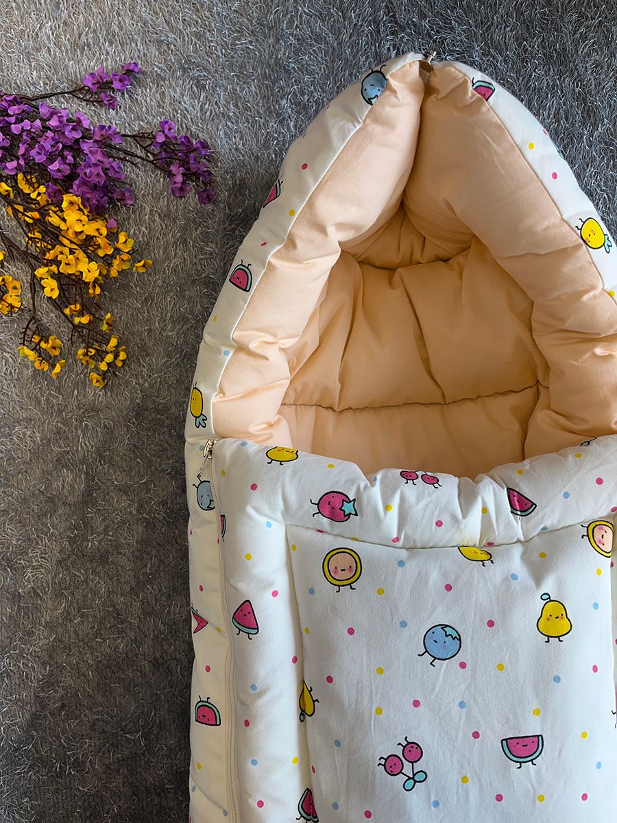 Ziva Double Shade Baby Bed Fruit Print Yellow