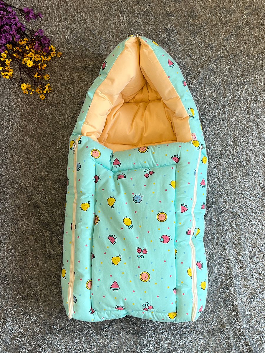 Ziva Double Shade Baby Bed Fruit Print Blue