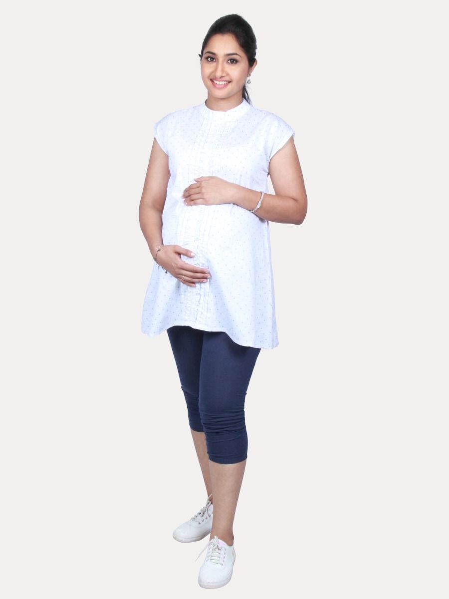 Maternity top with FREE MASK (NORA WHITE)
