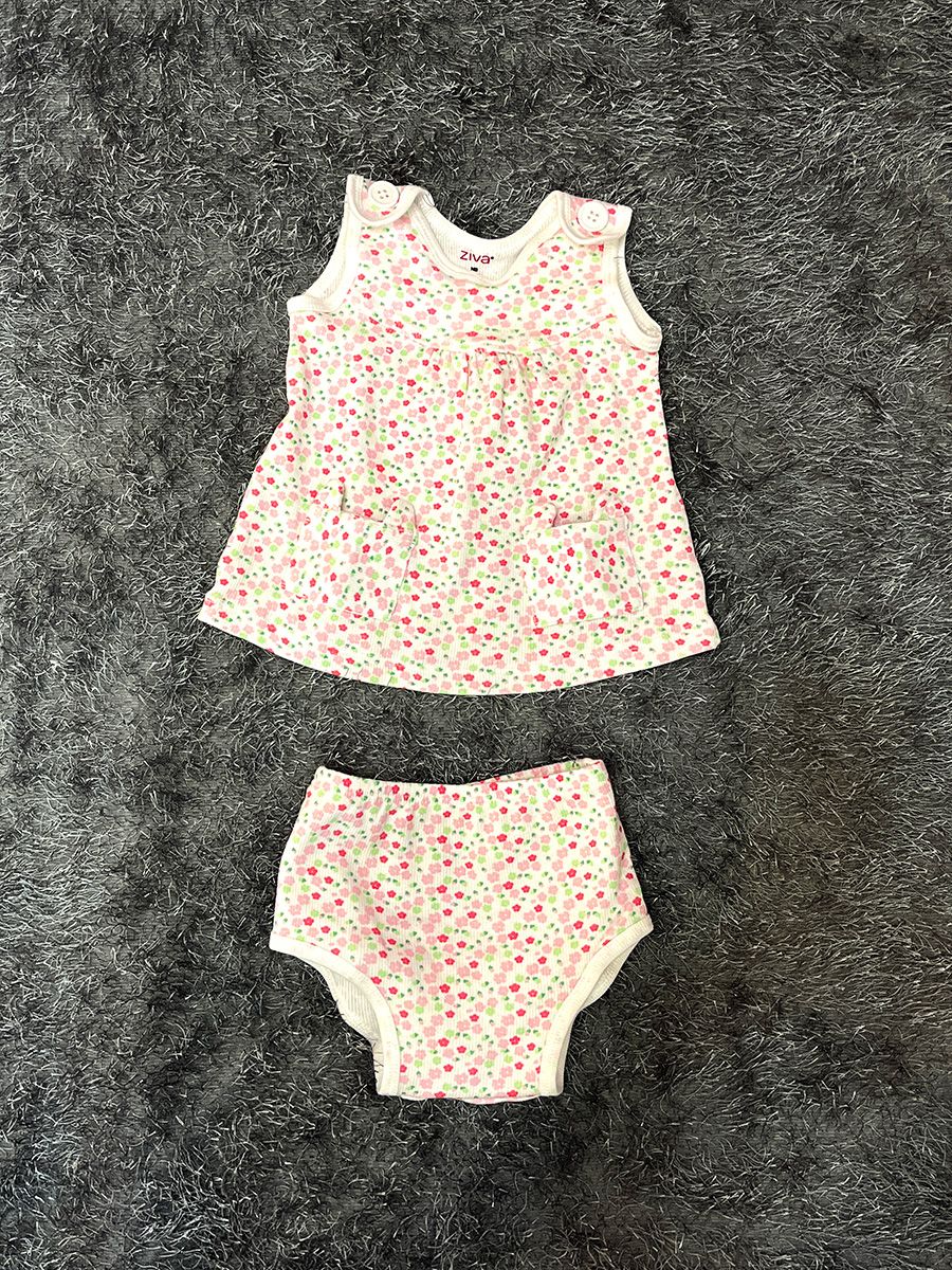 Baby Girl Frock Knitted with Panty Floral