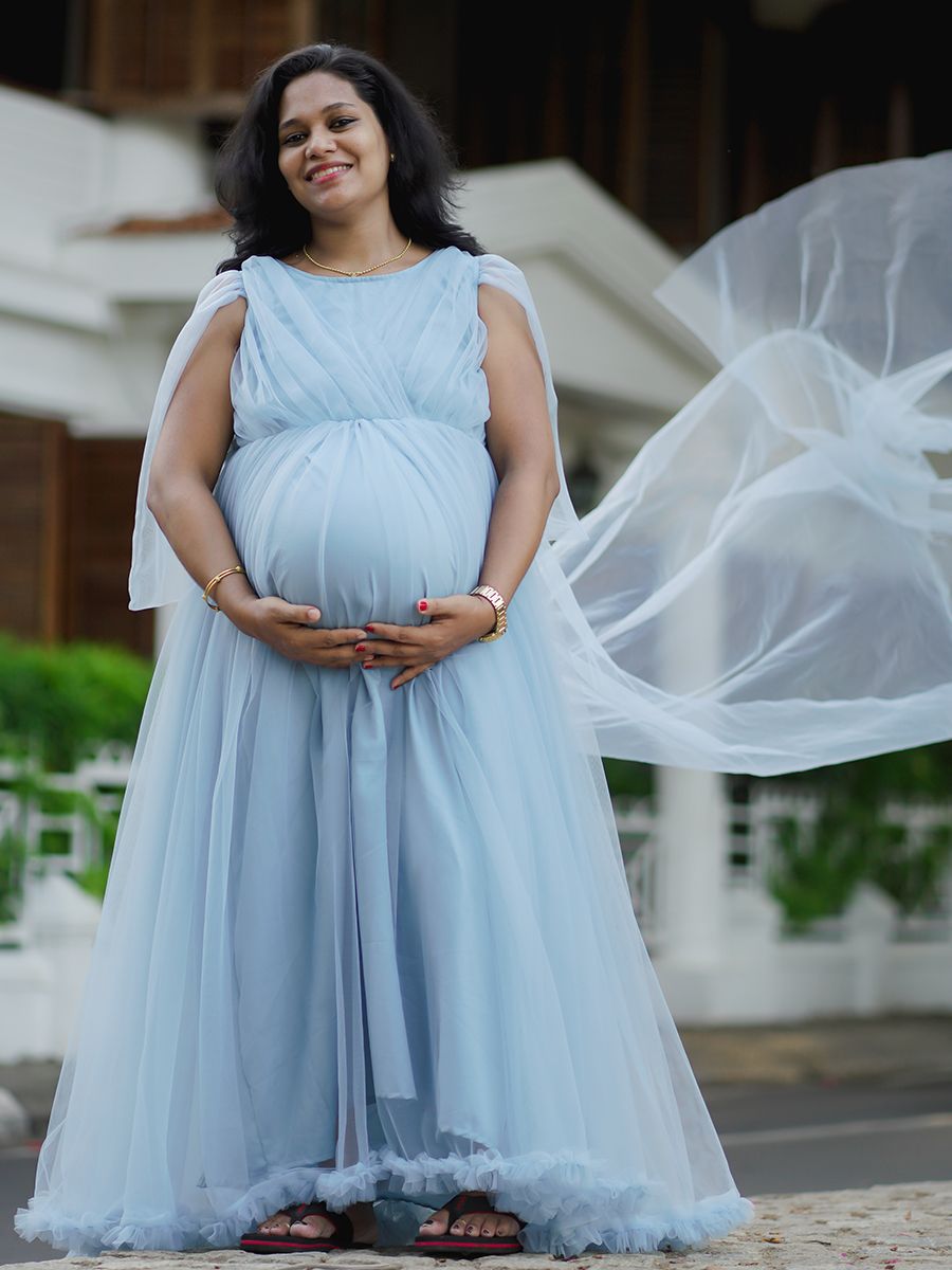 Sky Blue Net Long Blue Baby Shower Dress Shop Blue Maternity Dress, Formal Dress, Maternity Photoshoot Sky Blue Net Long Blue Baby Shower Dress Shop Blue Maternity Dress, Formal Dress, Maternity Photoshoot