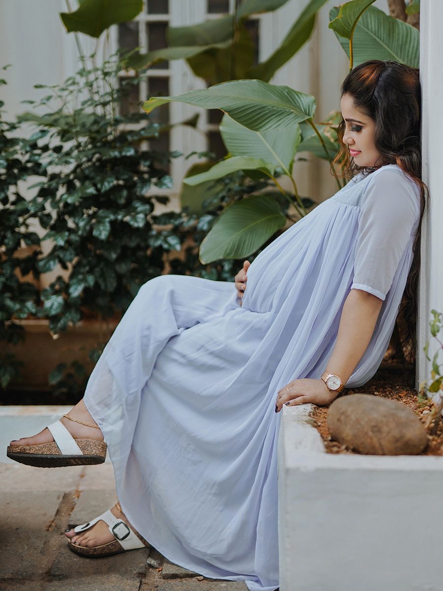 Maternity Party  Wear Short Dress- Ash