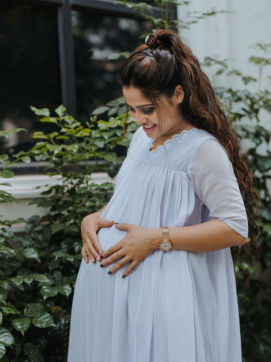 Maternity Party  Wear Short Dress- Ash