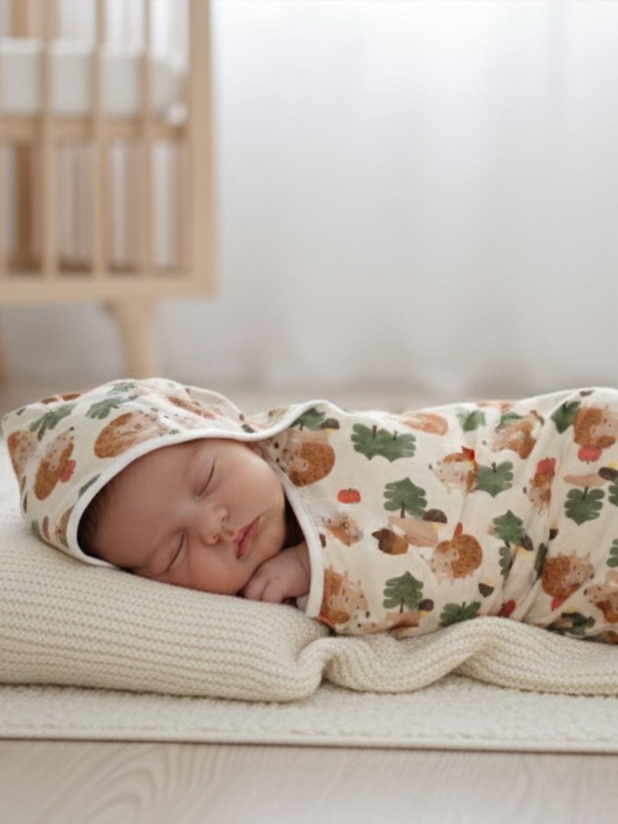 Baby Hood Towel Leaf Print