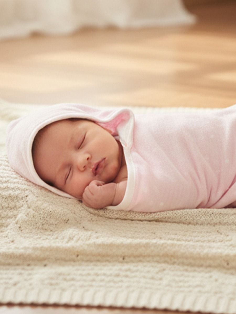 Baby Hood Towel Light Pink Star