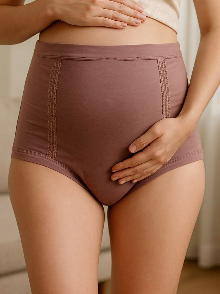 Maternity High Waist Modal Panty Brown
