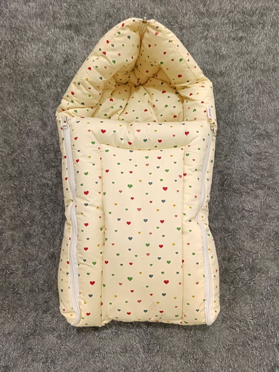 Premature Organic Baby Bed- Heart Offwhite